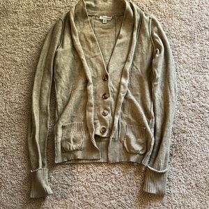 Autumn Cashmere Tan Cardigan with Ribbed Details